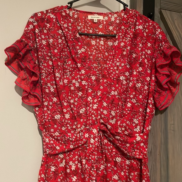Max Studio women’s red floral tie midi dress small - Picture 2 of 6